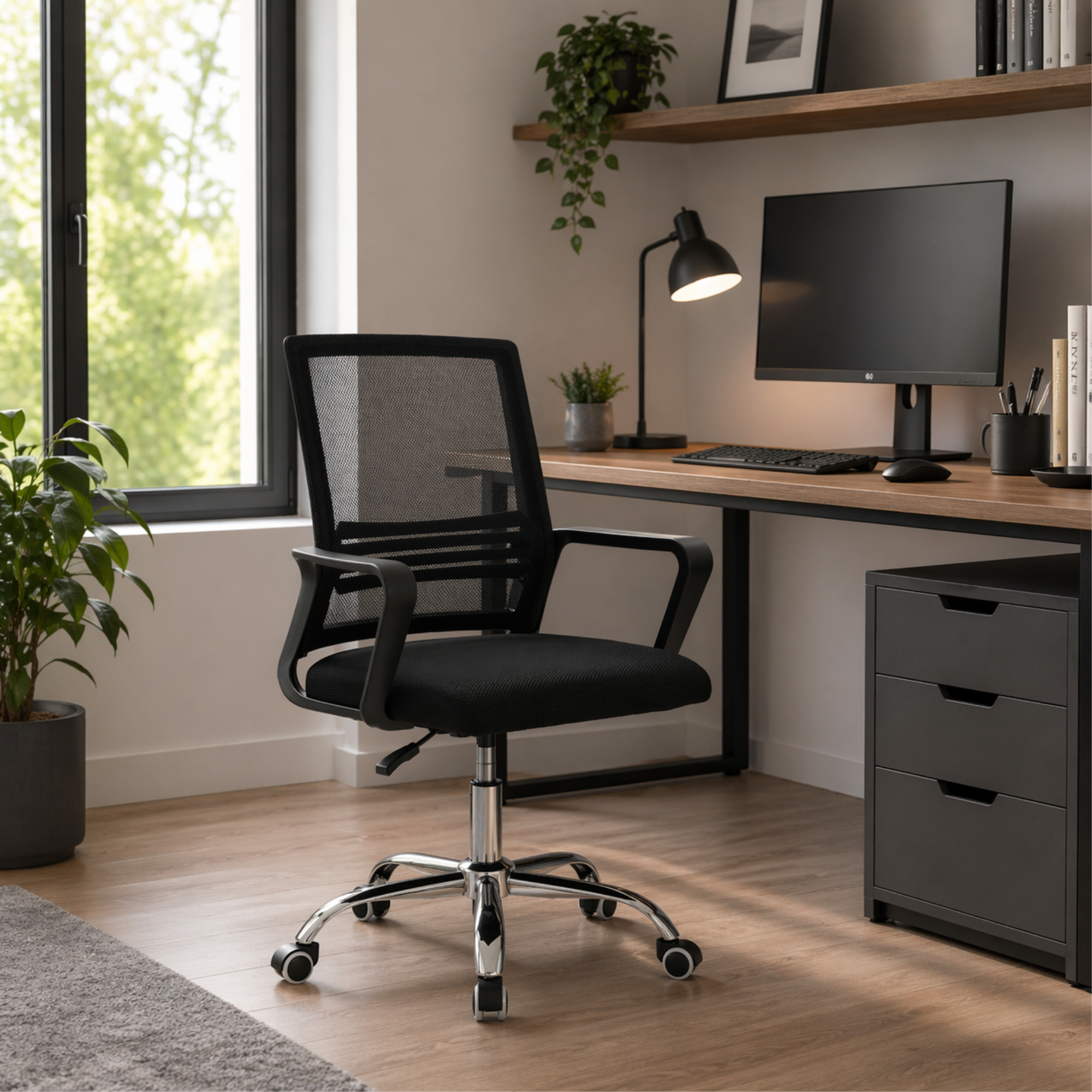 Silla de Oficina Negra Ergonómica Ajustable Santiago-8
