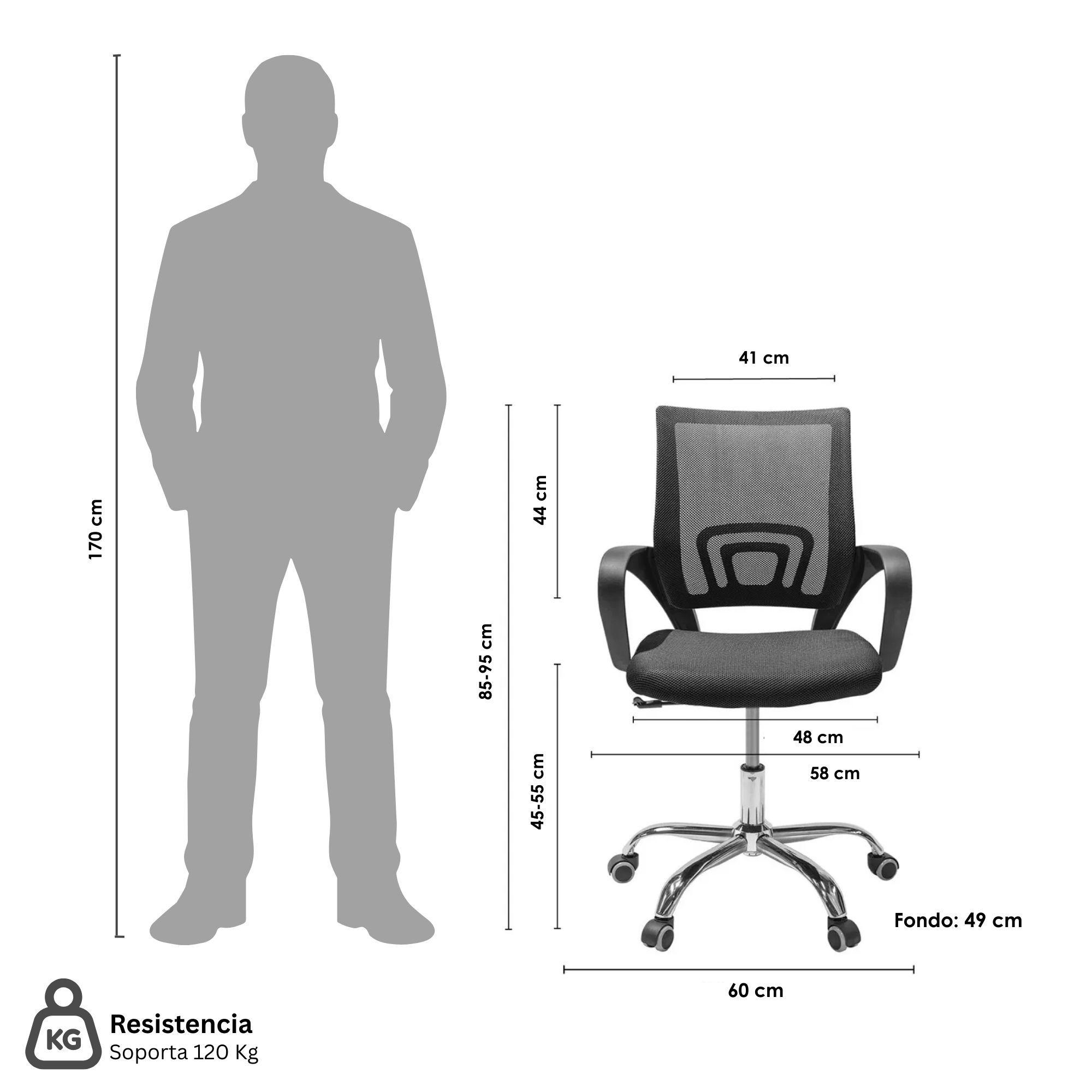 Silla De Oficina Ejecutiva Nueva York Ergonómica Respaldo Malla Negra Transpirable-7