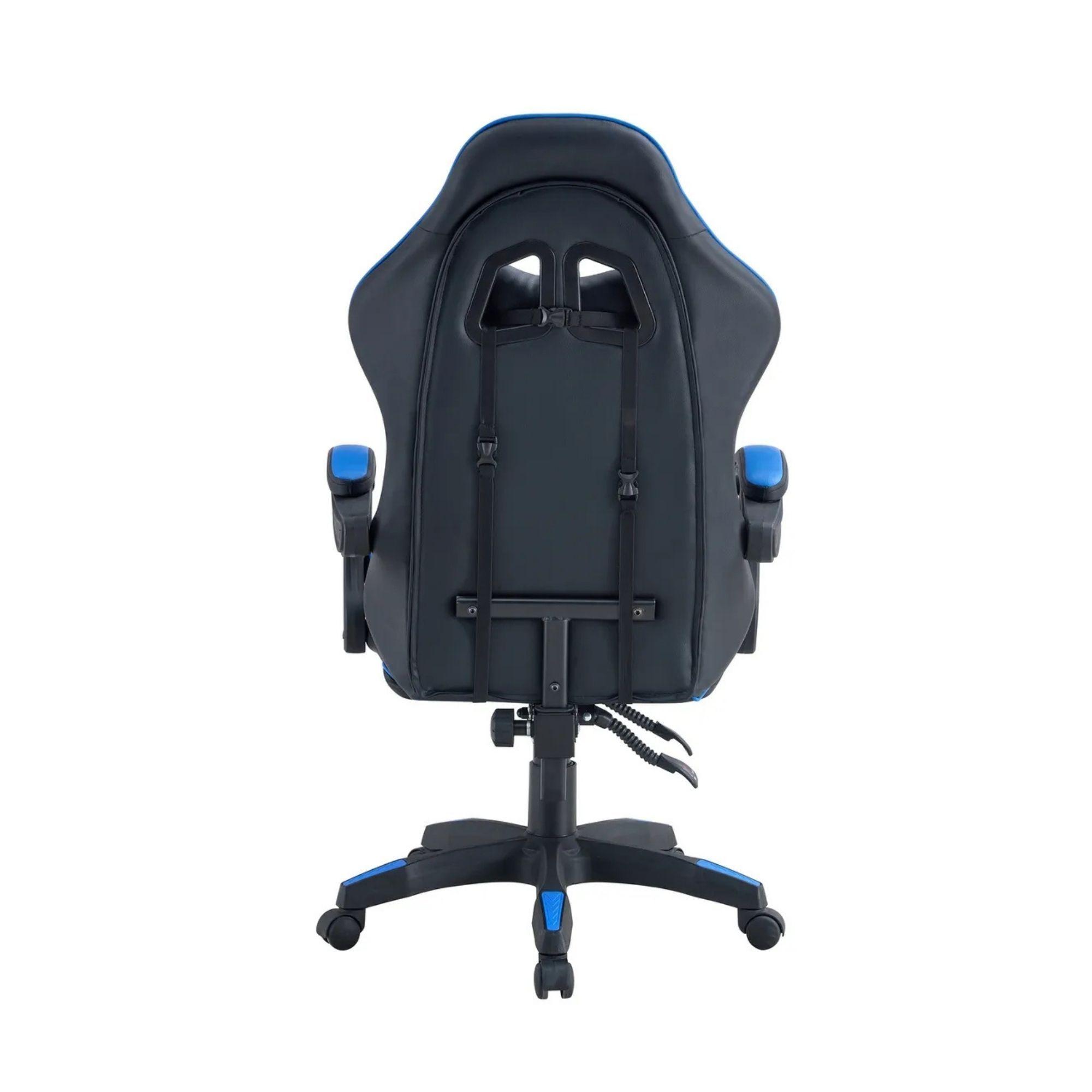 Silla Gamer Tokio Ergonómica Negro y Azul Reclinable Con Cojines-4