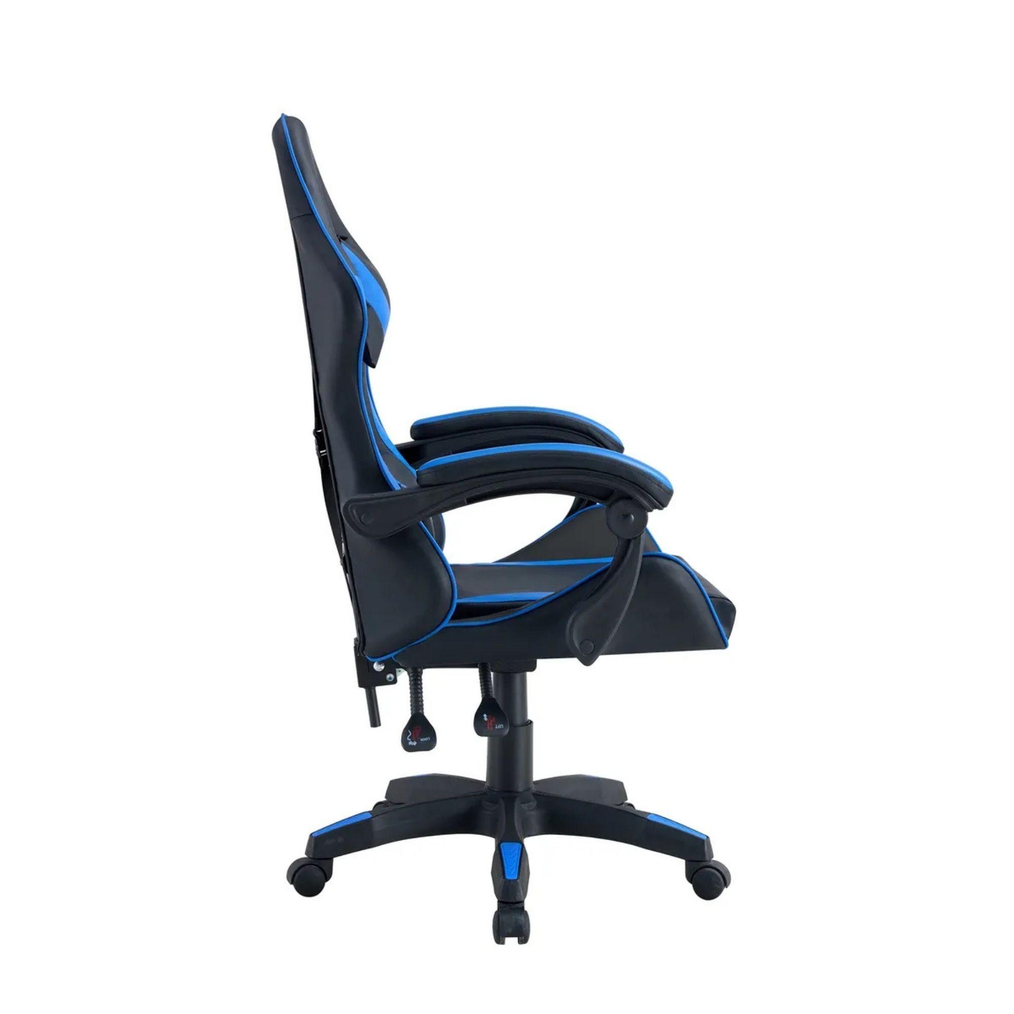 Silla Gamer Tokio Ergonómica Negro y Azul Reclinable Con Cojines-5