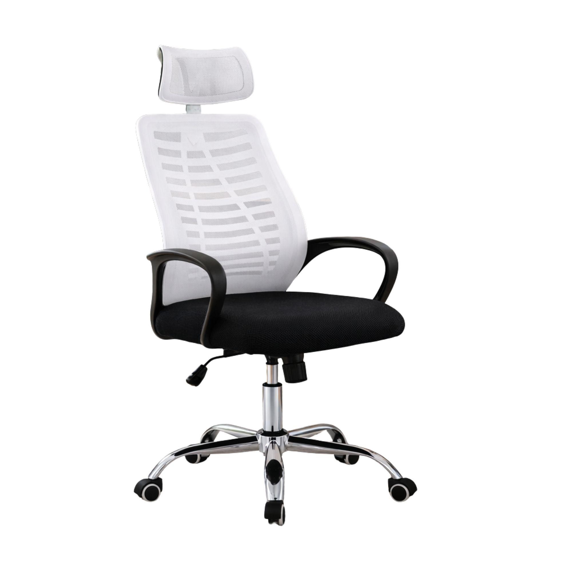 Silla De Oficina Ejecutiva Madrid Ergonomica Color Negra y Blanca-0