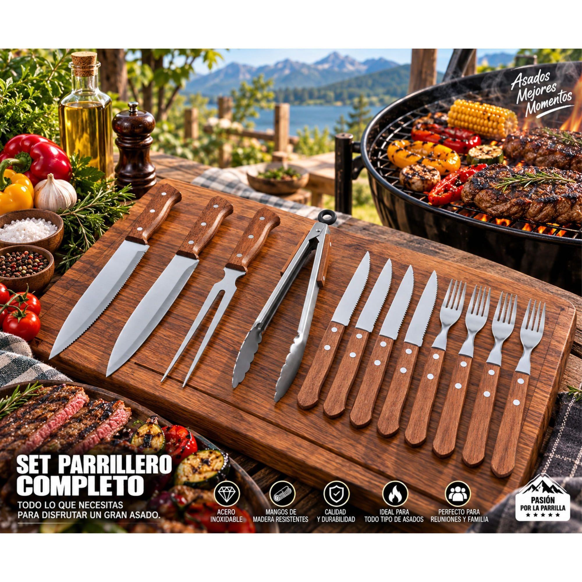 Set Parrilla 5 Piezas Acero Inoxidable Arthome PAR35-6