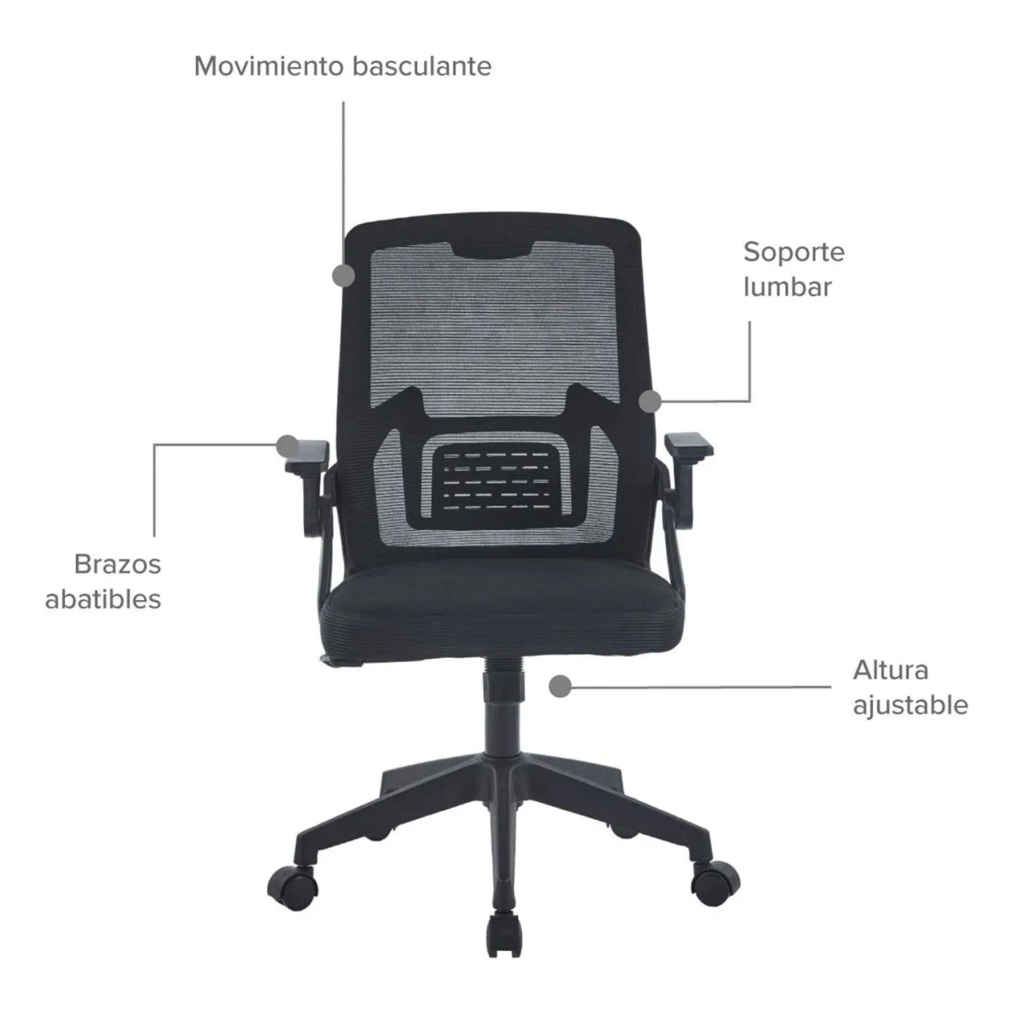 SILLA DE OFICINA EJECUTIVA MONTREAL ERGONOMICA COLOR NEGRO BM-808-2