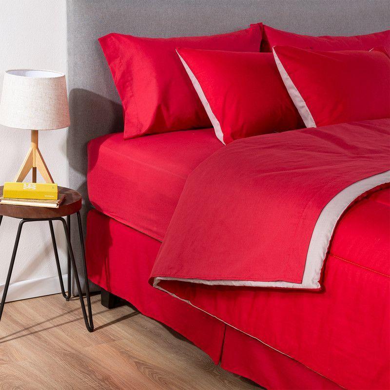PLUMON BICOLOR ARTHOME ROJO GRIS 2 PLAZAS-2