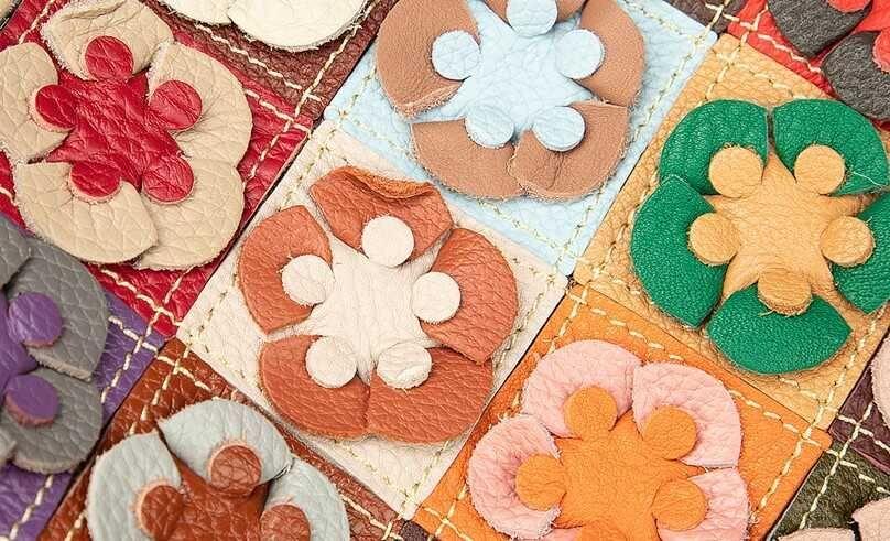 cartera bolso coloridos al azar de cuero de vaca-3