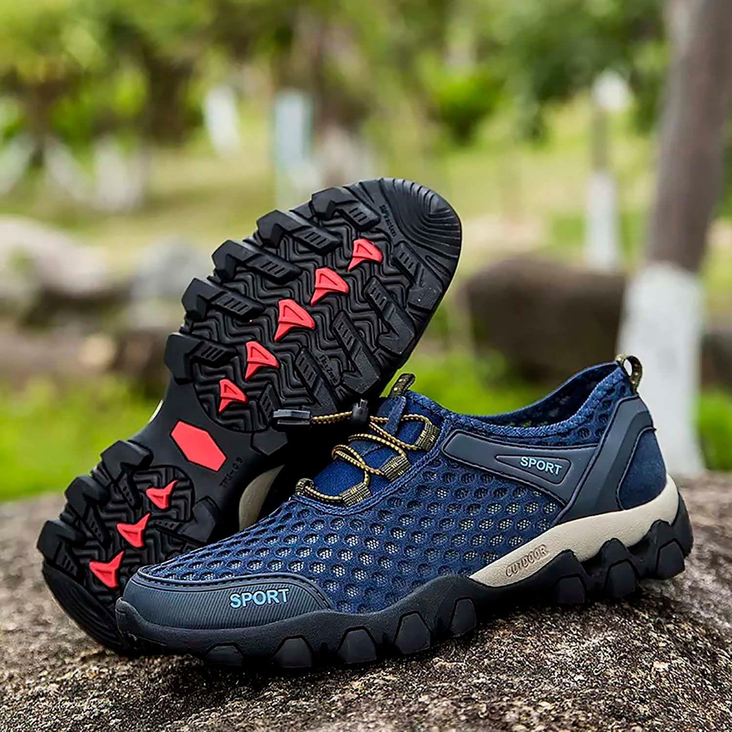 Zapatillas Azul Hombres Outdoor Senderismo-3