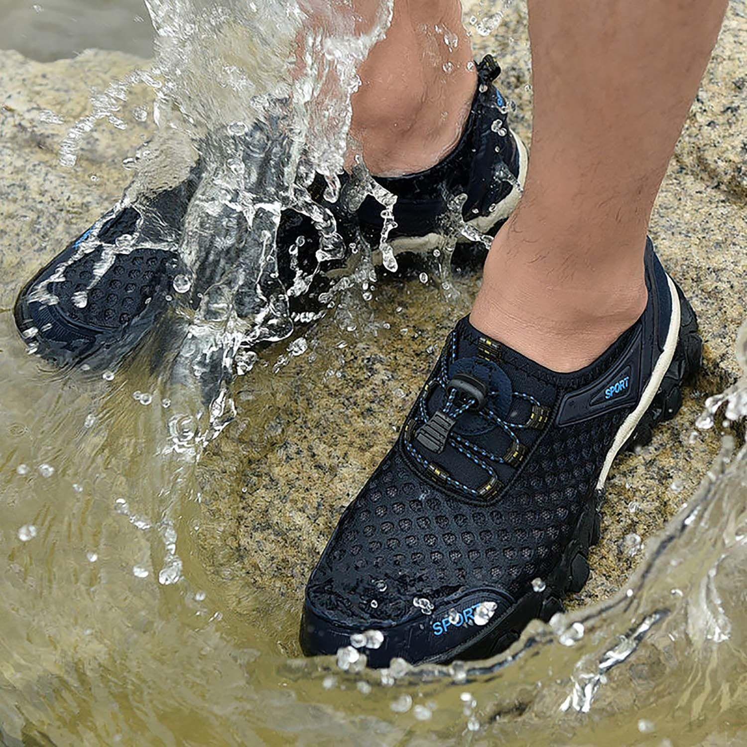 Zapatillas Azul Hombres Outdoor Senderismo-4