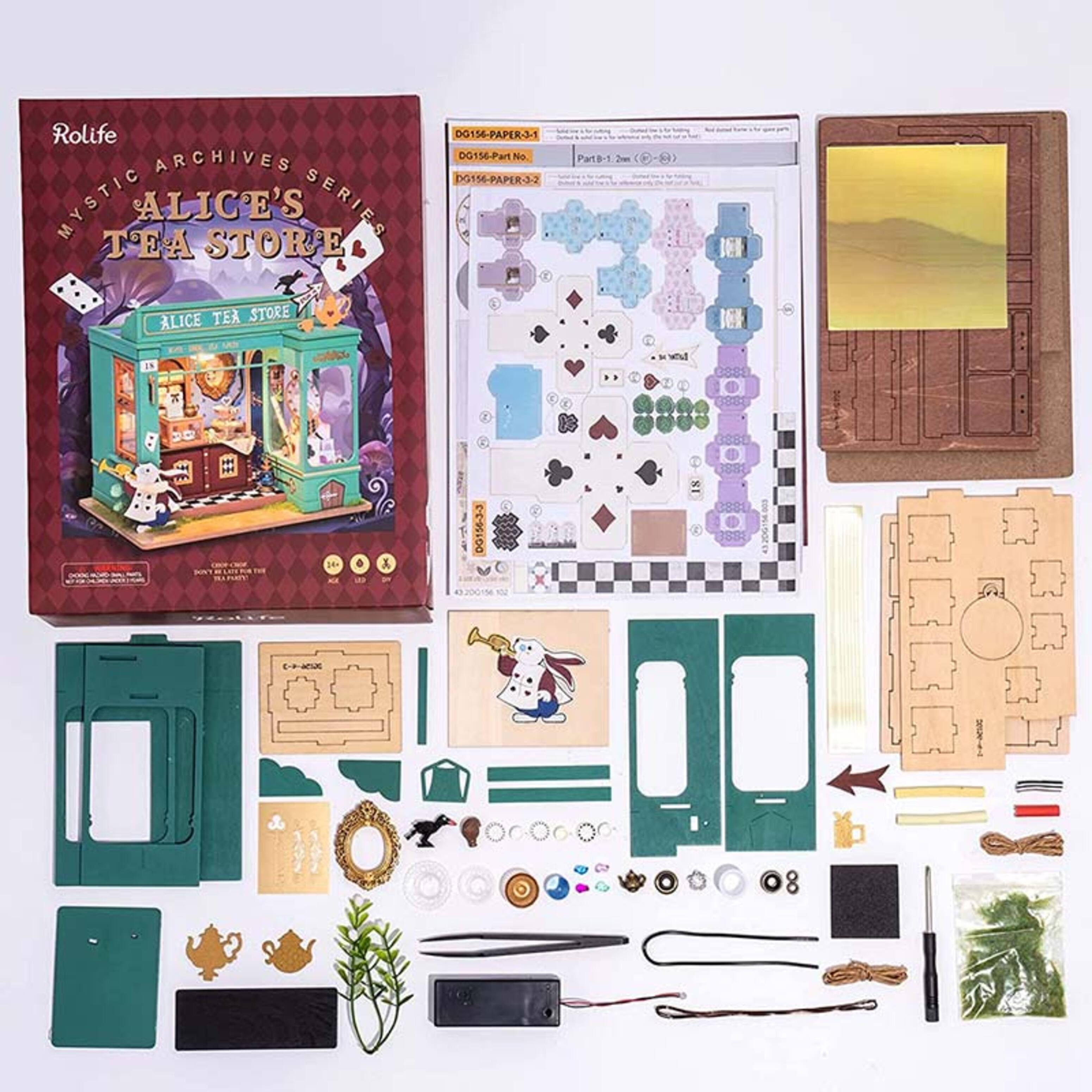 Puzzle 3d casita miniatura alice’s tea store tienda de té alicia-3