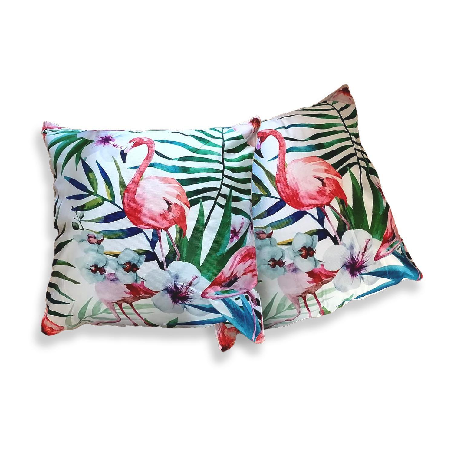 Pack 2 Cojin con relleno diseño flamenco tropical-1