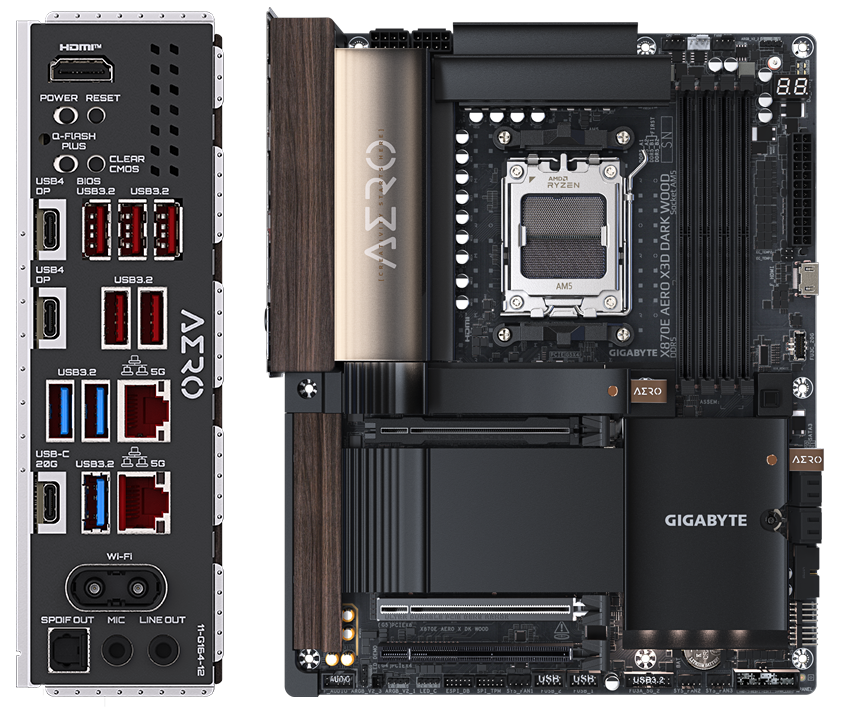 Placa Madre Gigabyte X870E AERO X3D Dark Wood AM5 ATX DDR5-5