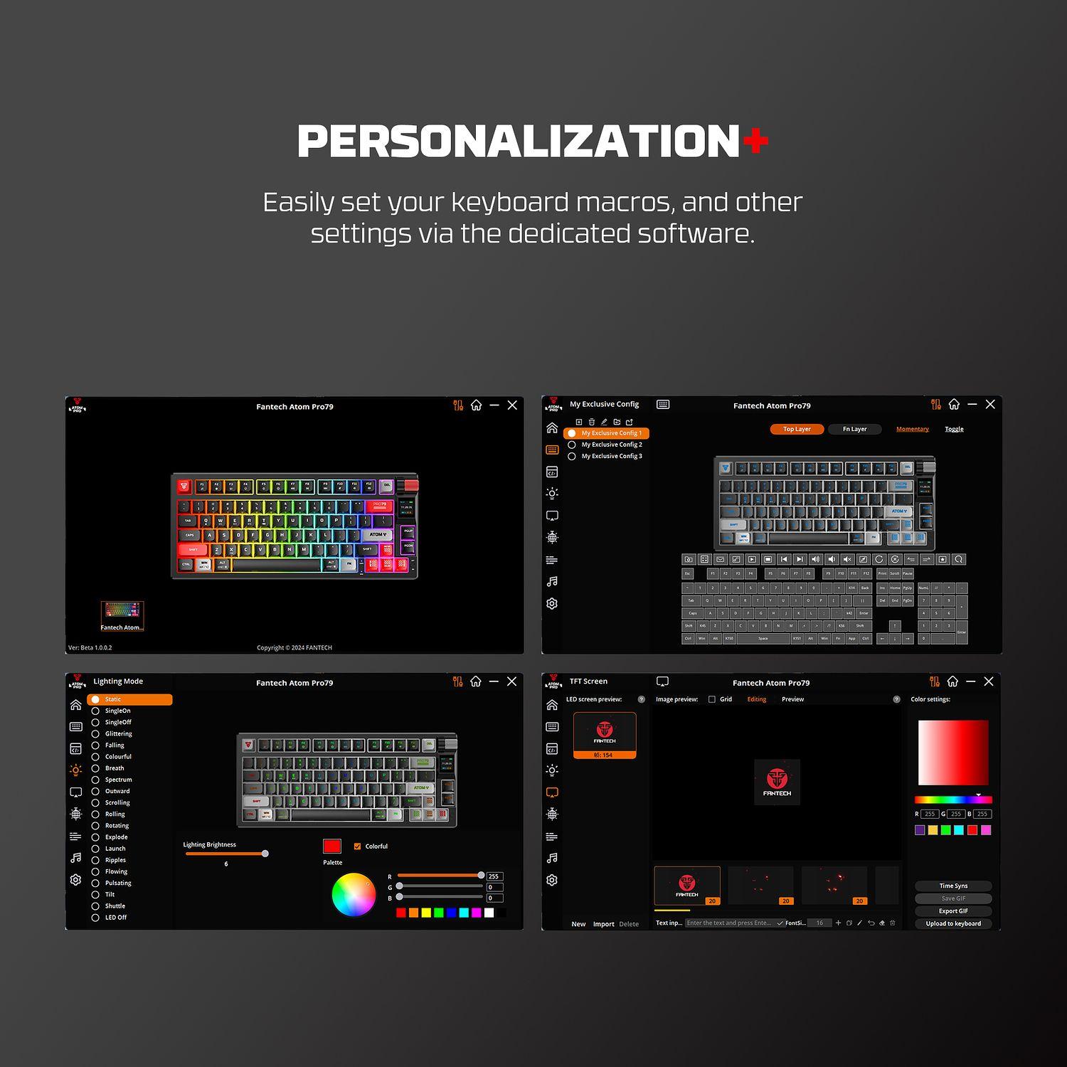 Teclado Mecánico Fantech ATOM PRO79 MK917 ARGB 75% Azul-4