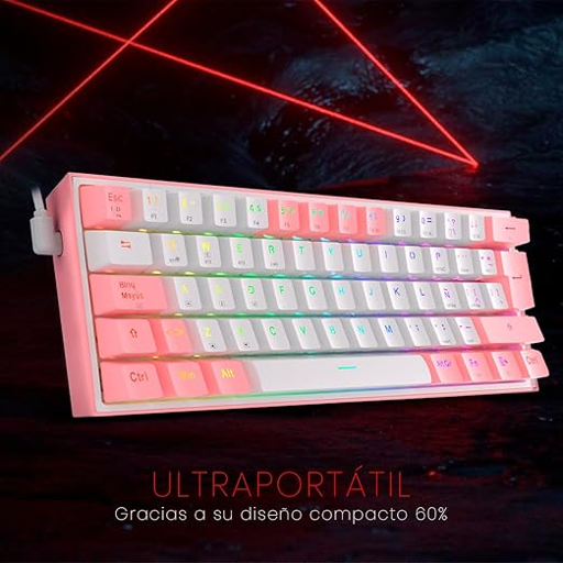 Teclado Mecánico Redragon Fizz Pro K616 60% RGB Rosado-2