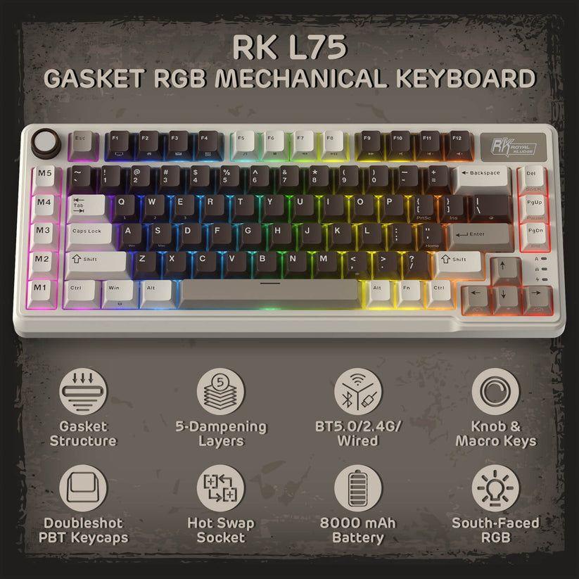 Teclado Mecánico Royal Kludge L75 8000 75% RGB Negro-6