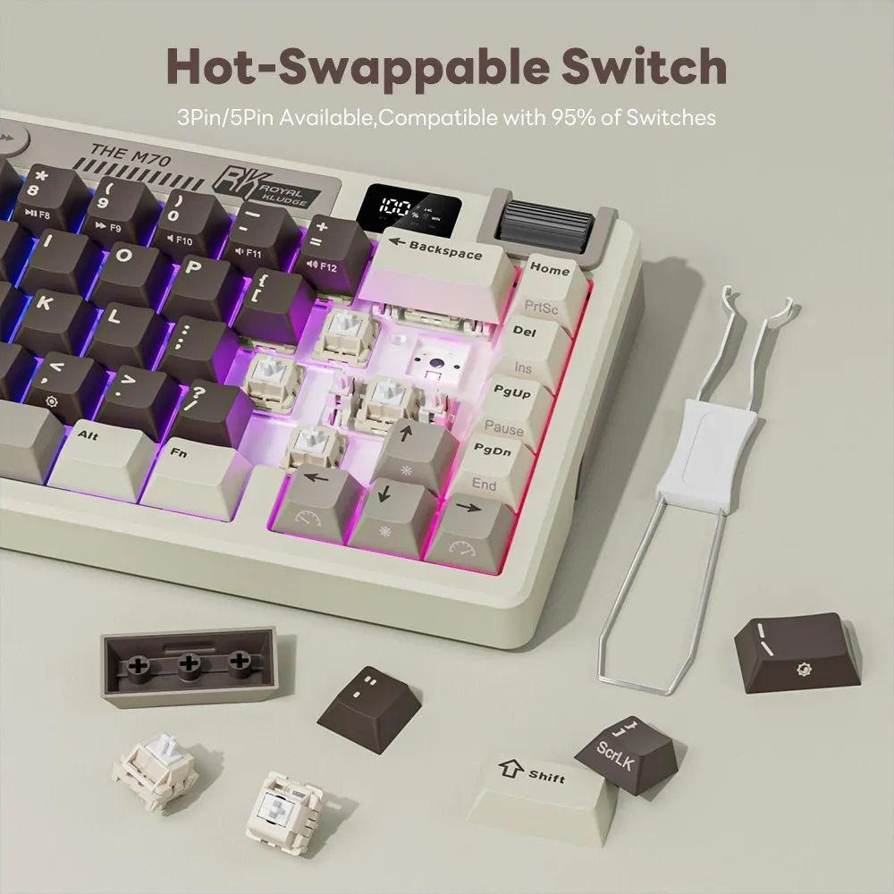 Teclado Mecánico Royal Kludge RK M70 Wireless Ñ 65% RGB-1