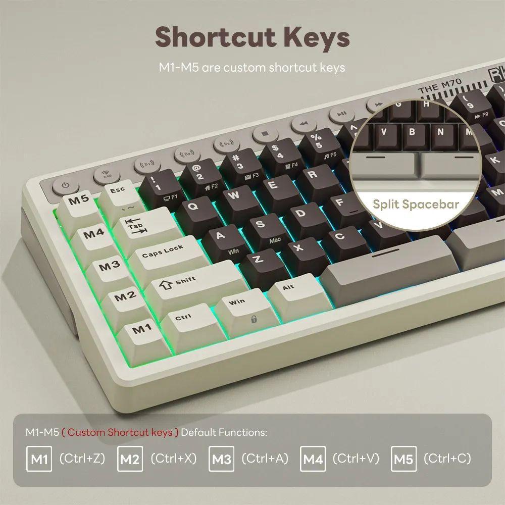 Teclado Mecánico Royal Kludge RK M70 Wireless Ñ 65% RGB-2