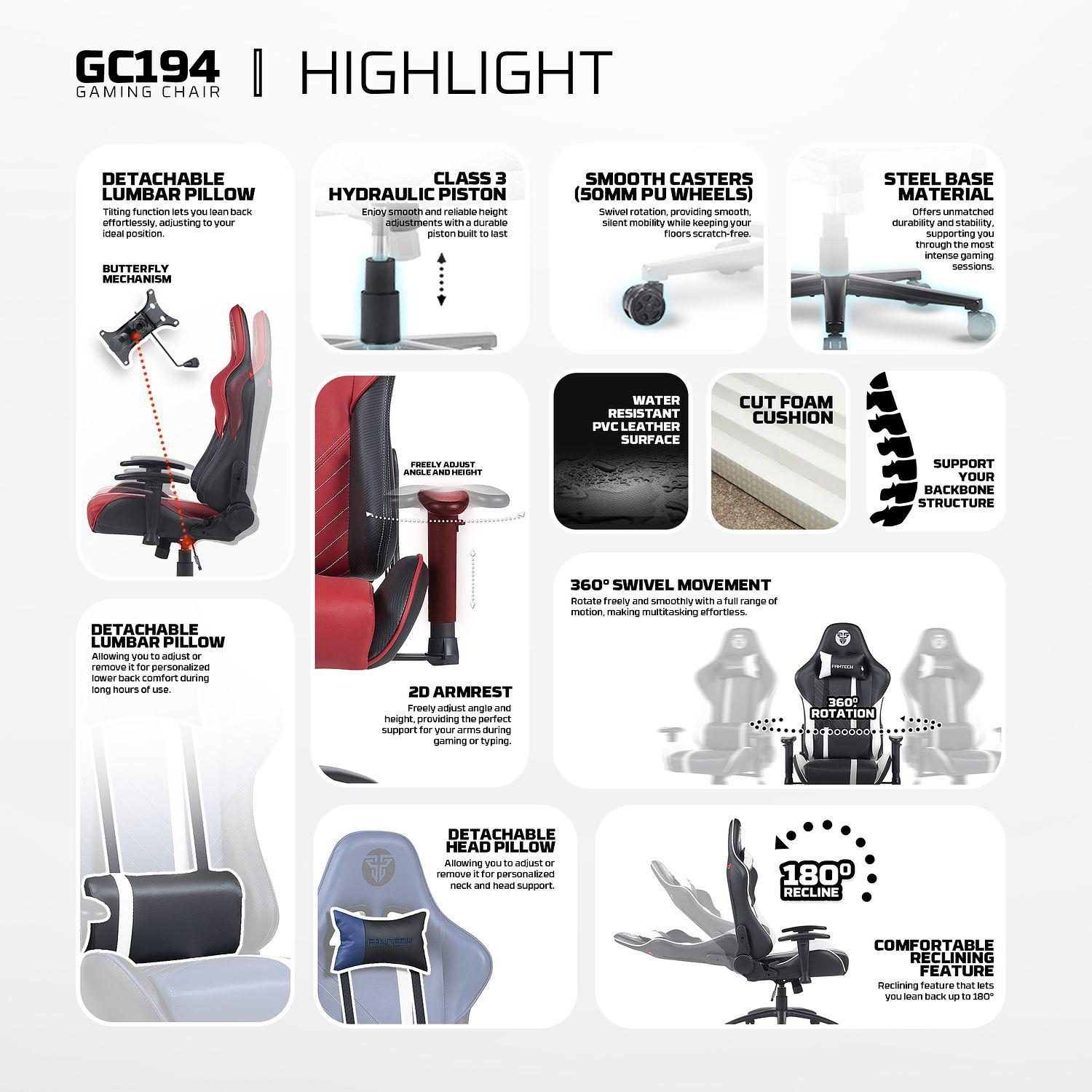Silla Gamer Fantech GC194 Negro-4
