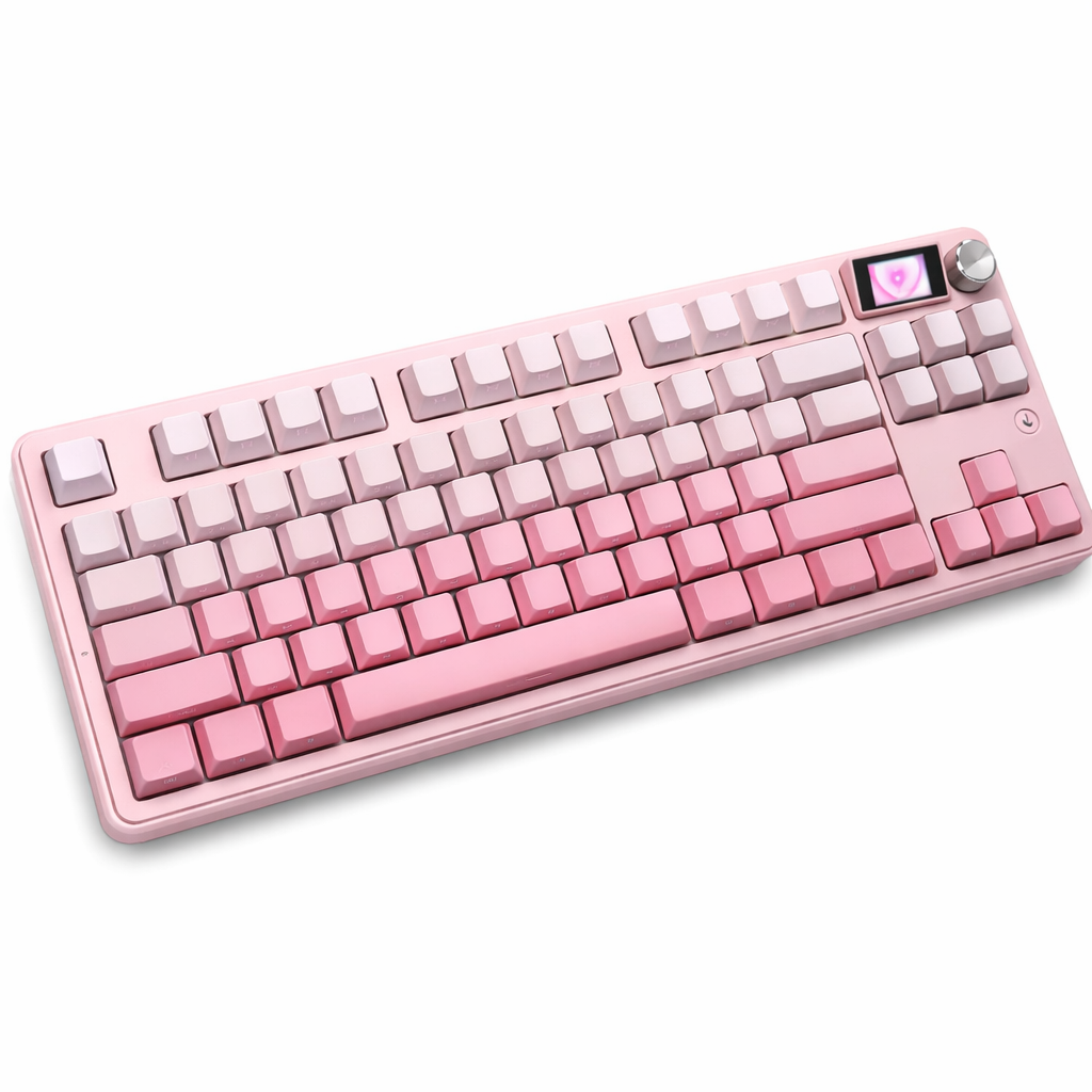 Teclado Mecánico Ajazz MK87 Wireless Pantalla 80% RGB Rosado-2