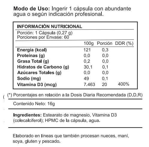 VITAMINA D3 800ui [60 Cápsulas | 60 Servicios]-2