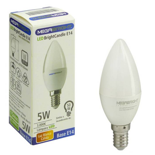 Ampolleta LED Marca Megabright modelo E14 luz cálida de 5W-1
