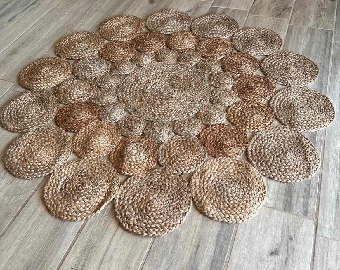 ALFOMBRA YUTE PREMIUM REDONDA 150 CM, DISEÑO CIRCULOS.-2