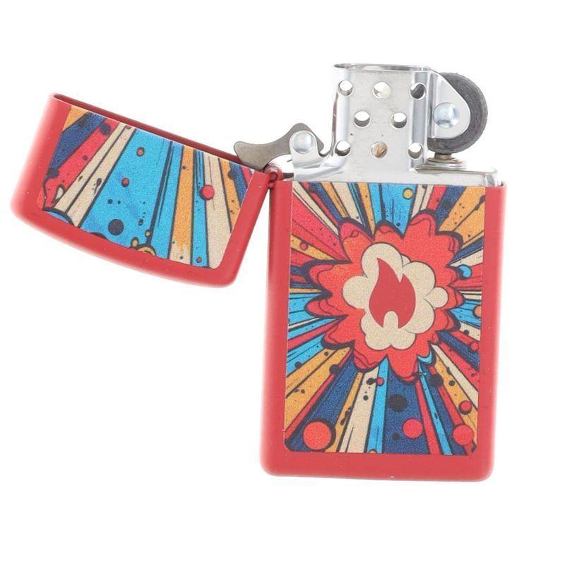 Zippo Lighter Cosmic Blast Design Red Matte Slim ZP46716-2