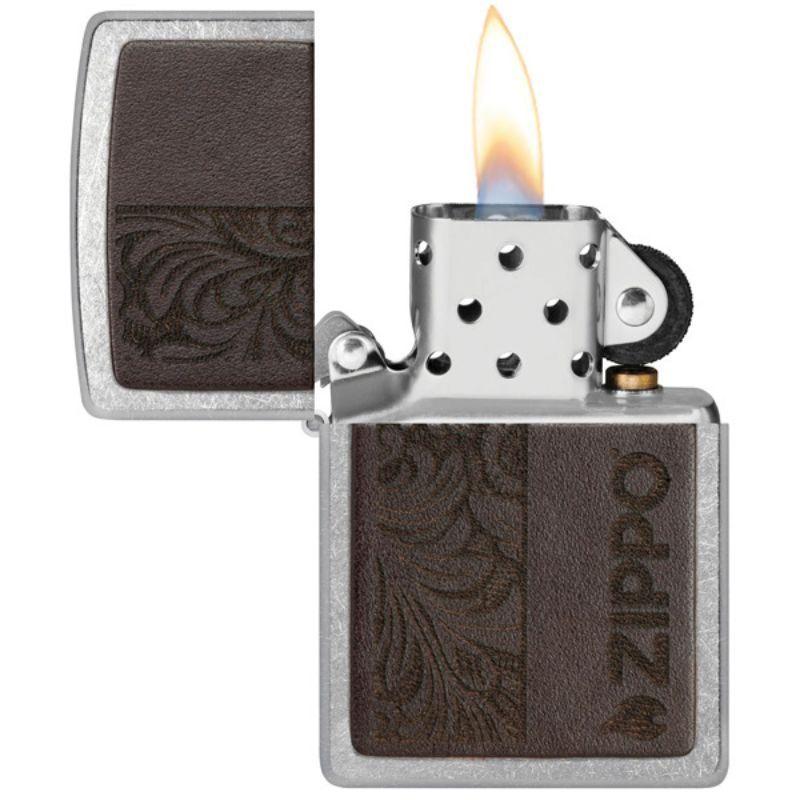 ENCENDEDOR ZIPPO Brown Leather Emblem – Zippo Design ZP46920-2
