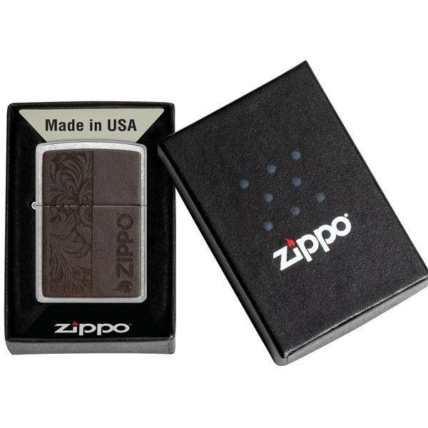 ENCENDEDOR ZIPPO Brown Leather Emblem – Zippo Design ZP46920-3