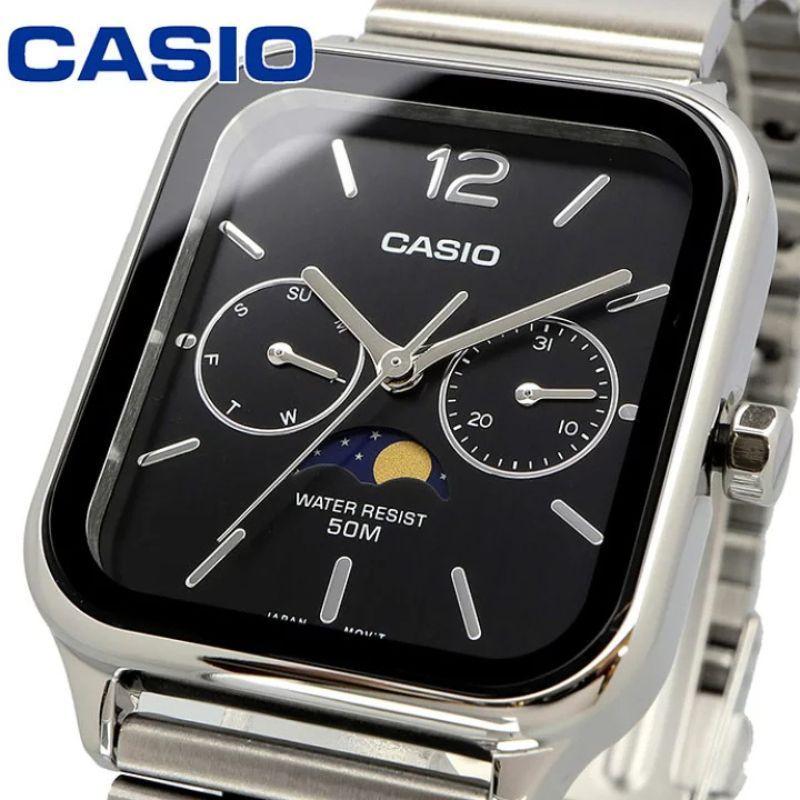 MTP-M305D-1AV Black Dial MoonPhase Stainless Steel Men's Watch-3