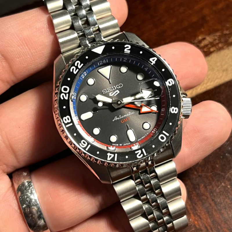 Reloj Seiko 5 GMT Automático Ssk019 Metálico Made in Japan-3