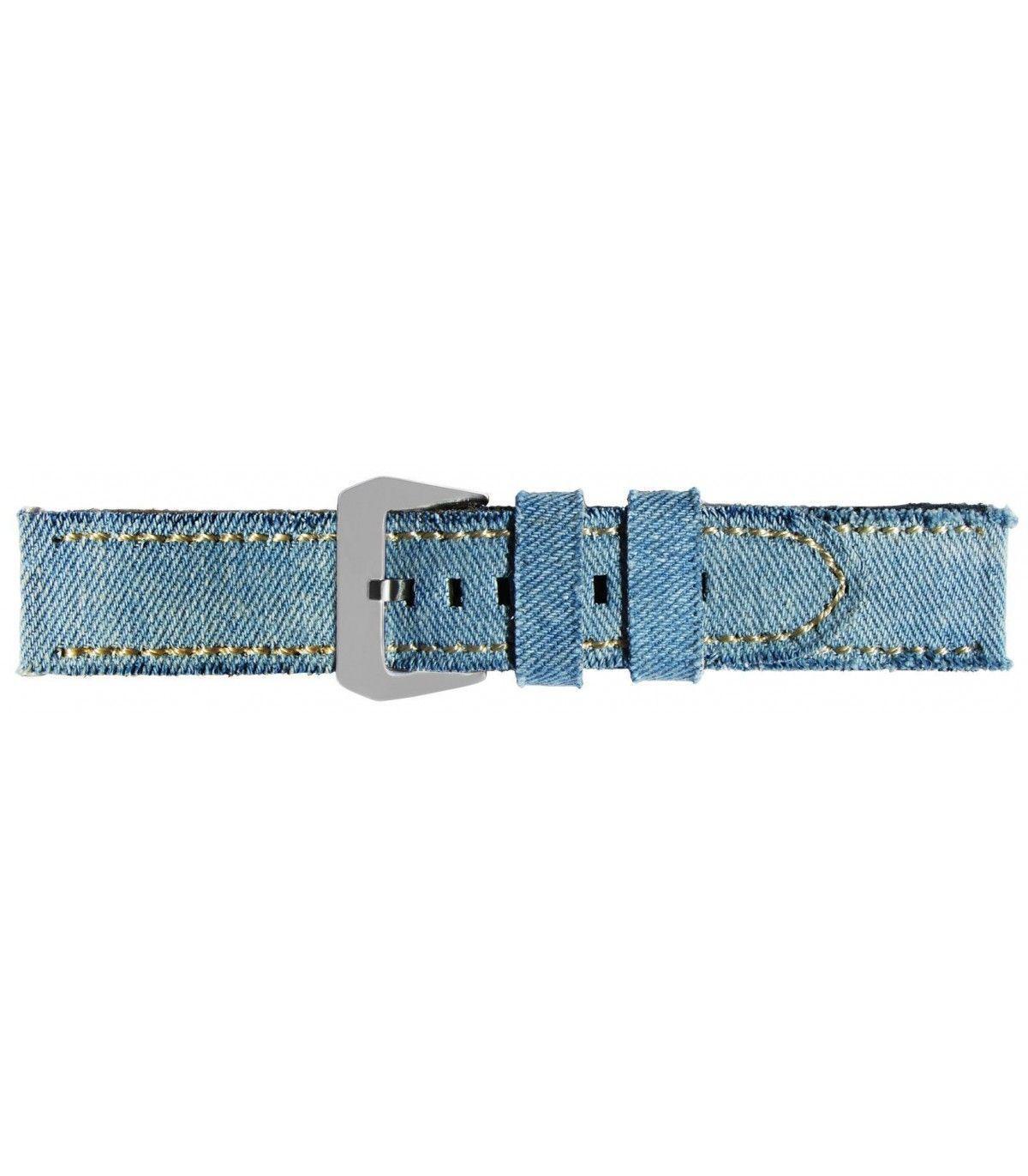 Correa De Reloj Diloy Tela Vaquera Y Cuero 24 Mm,-0