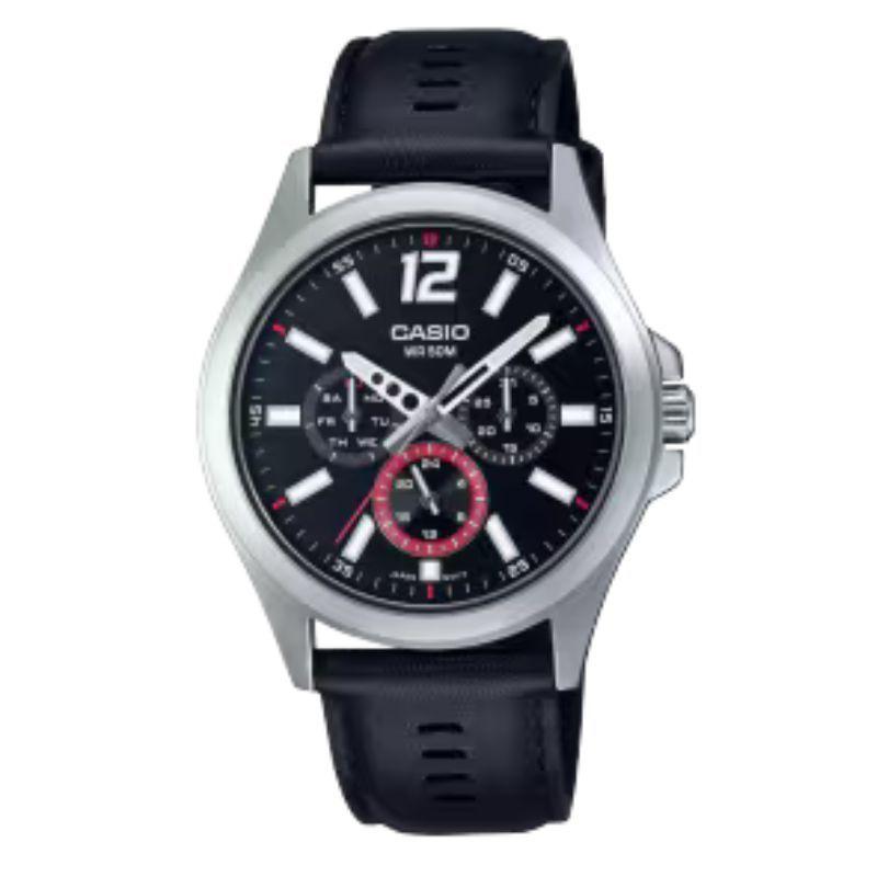 Reloj Mtp-E350l-1bv Hombre Analogo Cuero-0