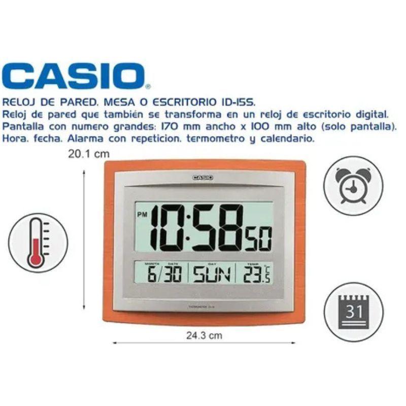 Reloj Casio Id-15-5d Pared Escritorio Termometro Fecha-3