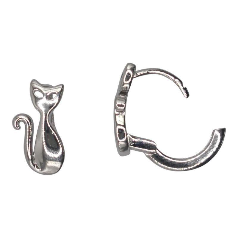 Aro de plata Rodio Gato Mediano 27866XESWSH1-3