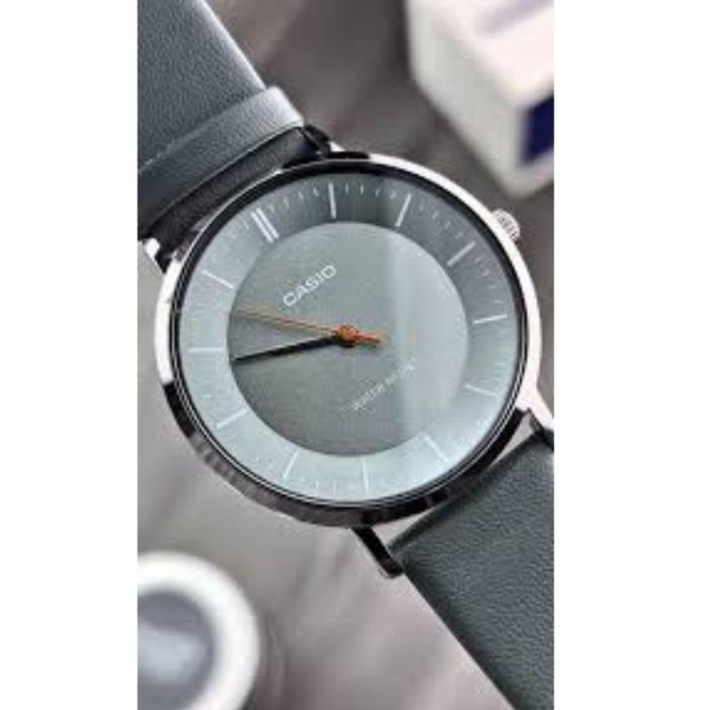 Reloj Casio Standard analógico de cuarzo con correa de cuero y esfera gris MTP-VT04L-8E-2