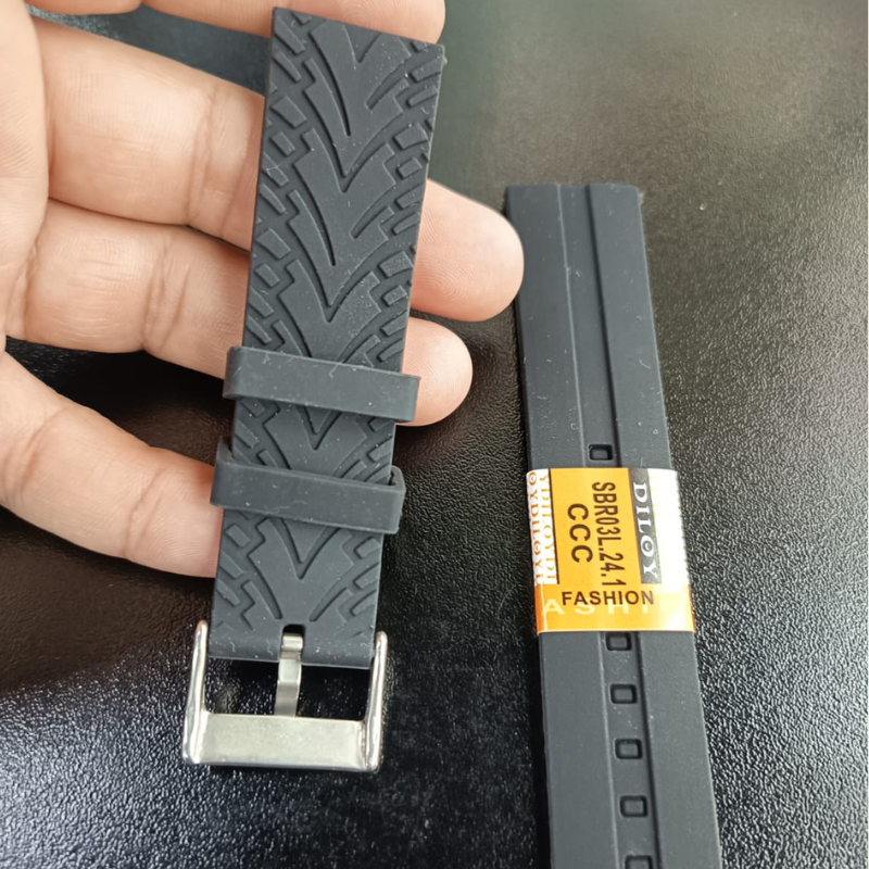 Correa Reloj Silicona Calidad Diloy 24 Mm negro-2