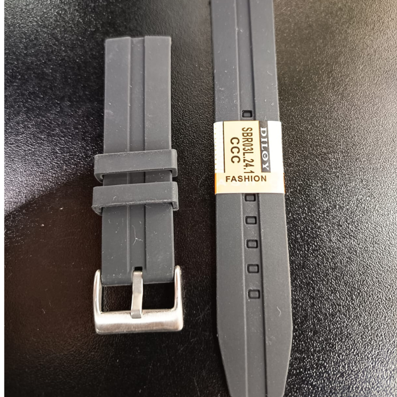 Correa Reloj Silicona Calidad Diloy 24 Mm negro-3