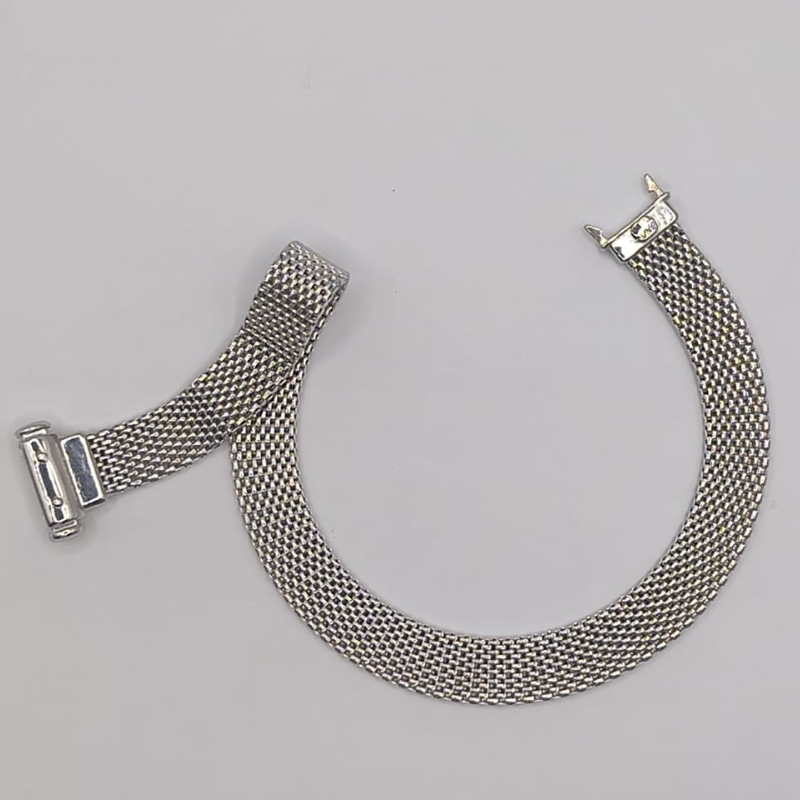 KRN FLAT CA2 Pulsera de Plata Malla Rodio Broche Cassete UNISEX-2