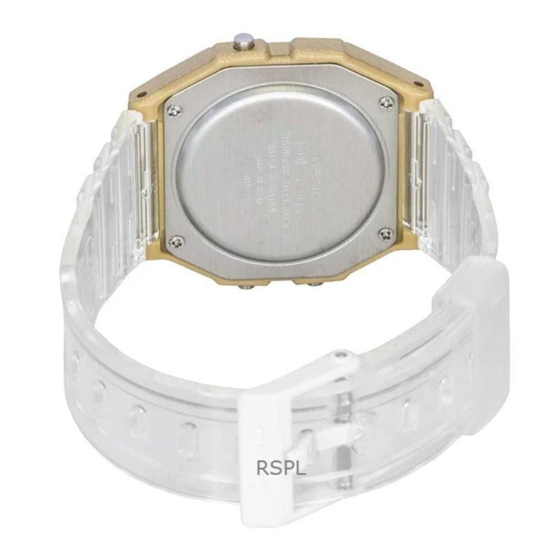 Reloj Casio Vintage Dorado Correa Traslúcida F-91WS-7A2-2