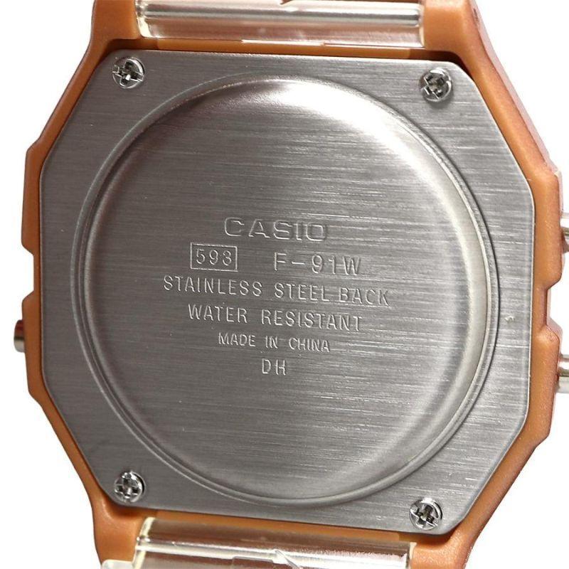 Reloj Casio Vintage Dorado Correa Traslúcida F-91WS-7A2-3