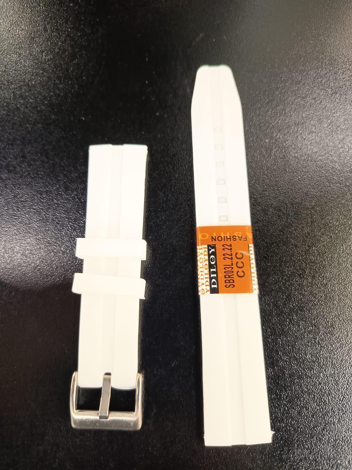 Correa Reloj Silicona Calidad Diloy 22 Mm blanco-3