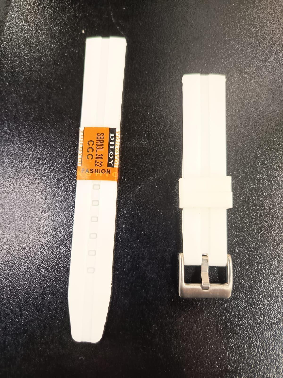 Correa Reloj Silicona Calidad Diloy 20 Mm blanco-3