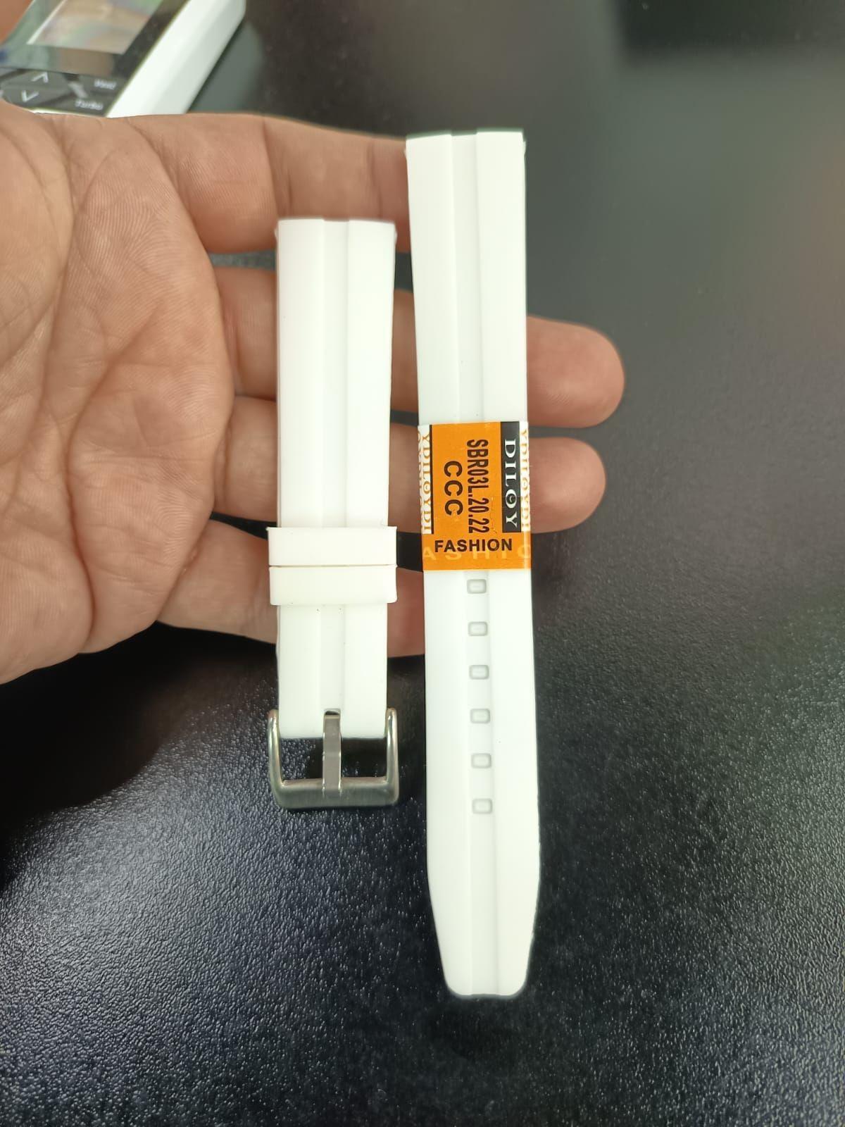 Correa Reloj Silicona Calidad Diloy 20 Mm blanco-6