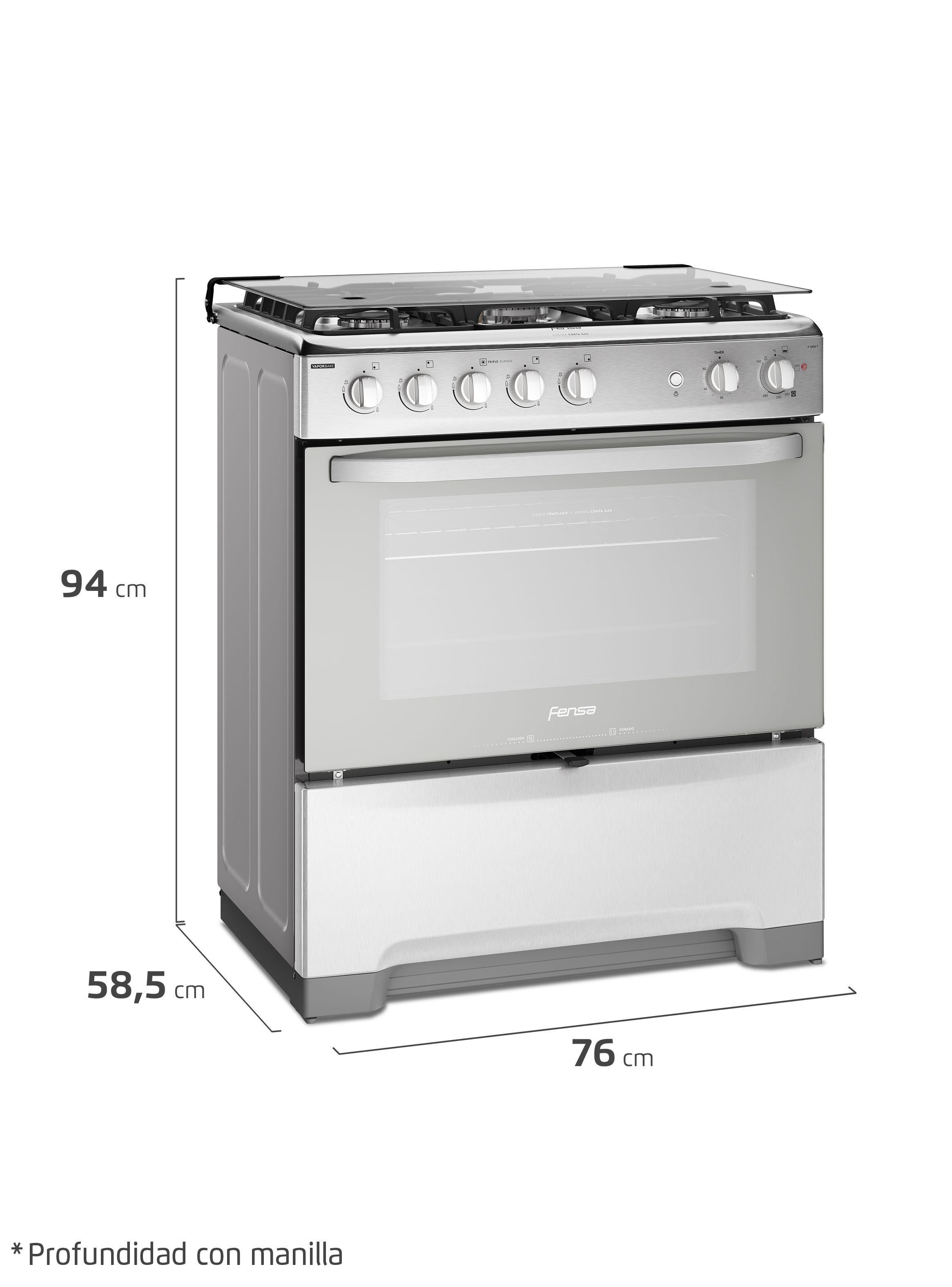 Cocina a Gas 5 Platos Fensa VaporBake Triple Llama F 5500 T-1