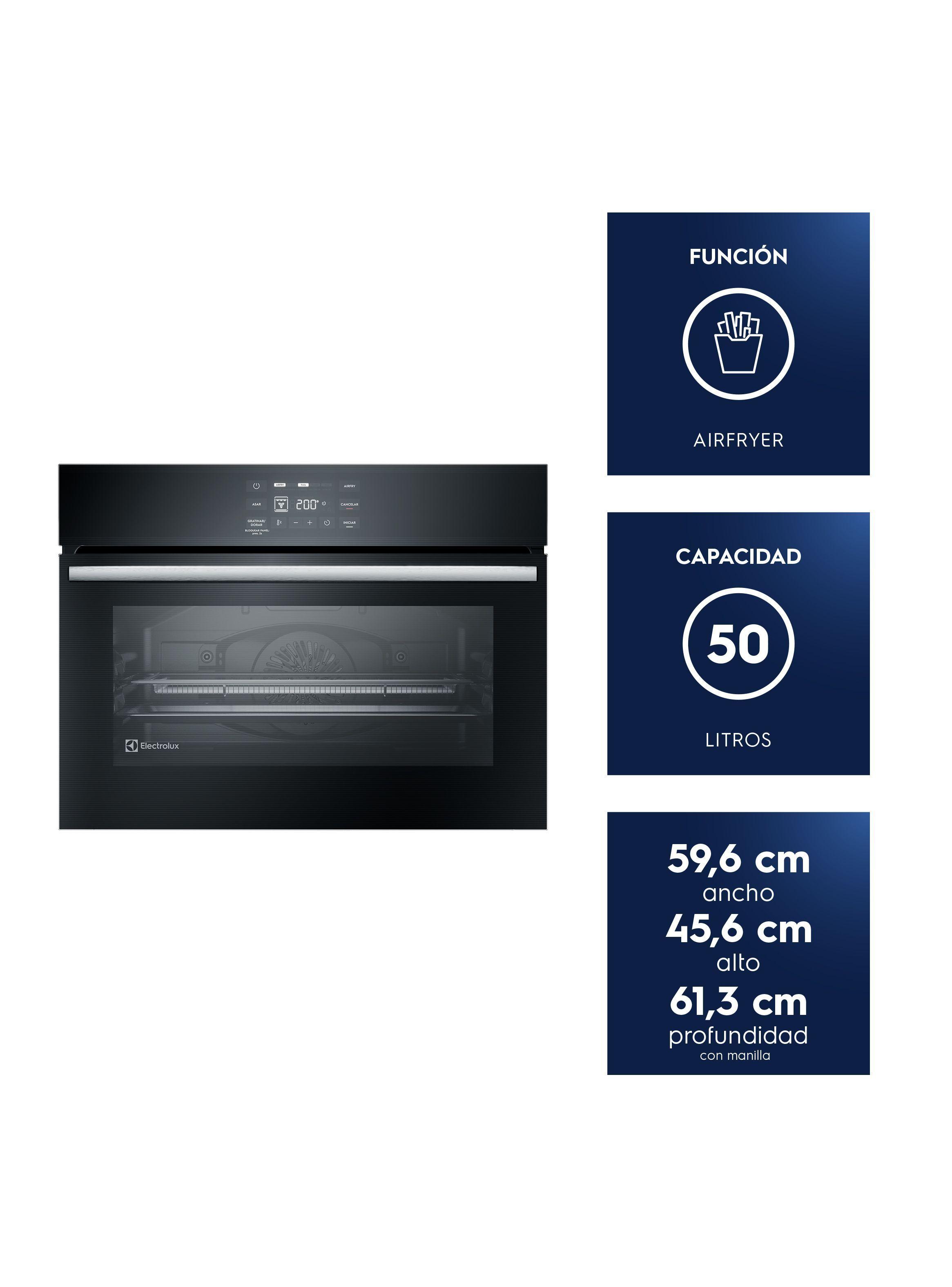 Horno Empotrable Eléctrico Electrolux 50L Experience Air Fryer, PerfectCook360 y Panel Touch OE5EA-2
