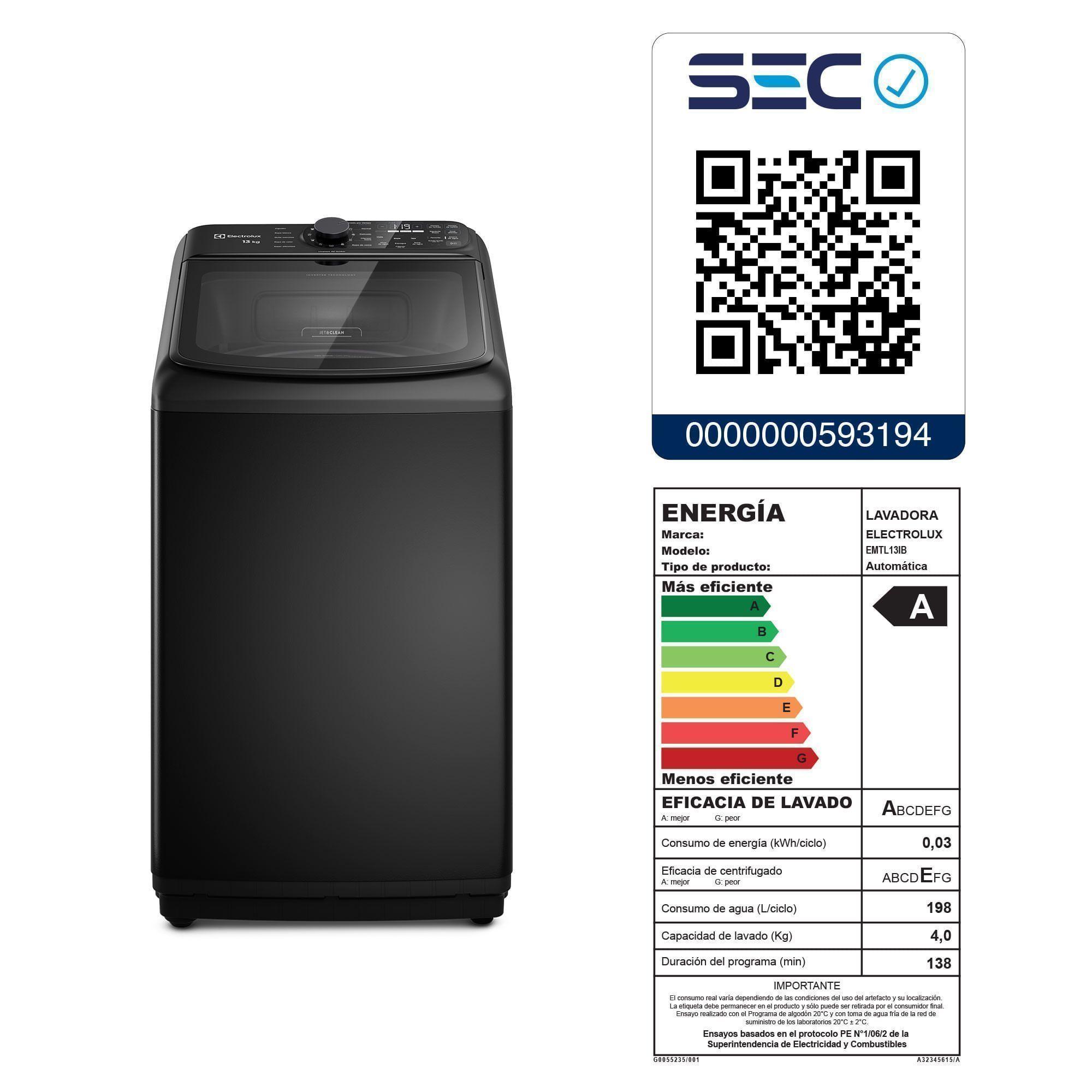 Lavadora Automática 13kg Carga Superior Inverter EMTL13IB Negra-7