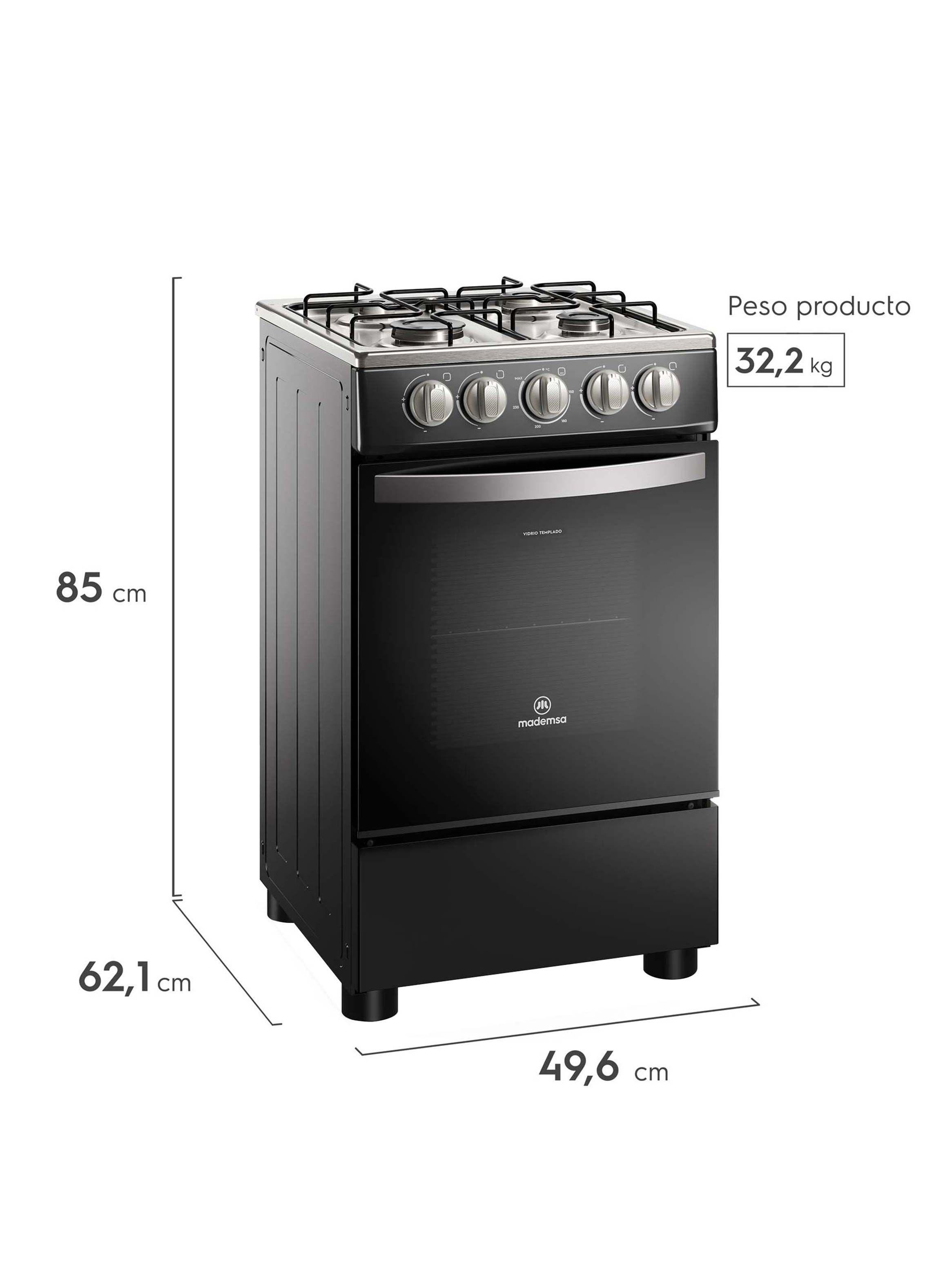 Cocina a Gas 4 Platos Mademsa LimpiaFácil FM4IP Negra-2