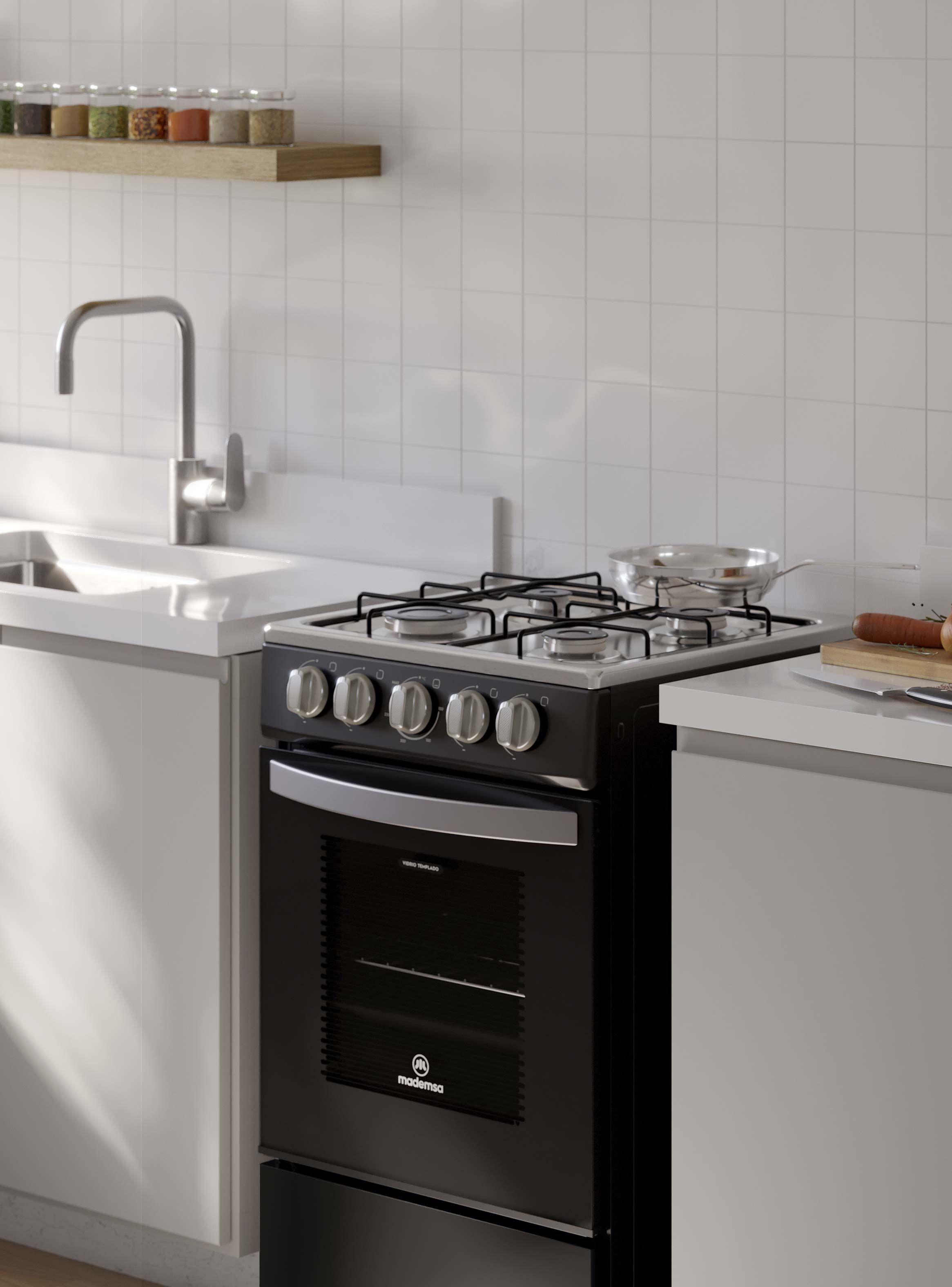 Cocina a Gas 4 Platos Mademsa LimpiaFácil FM4IP Negra-4