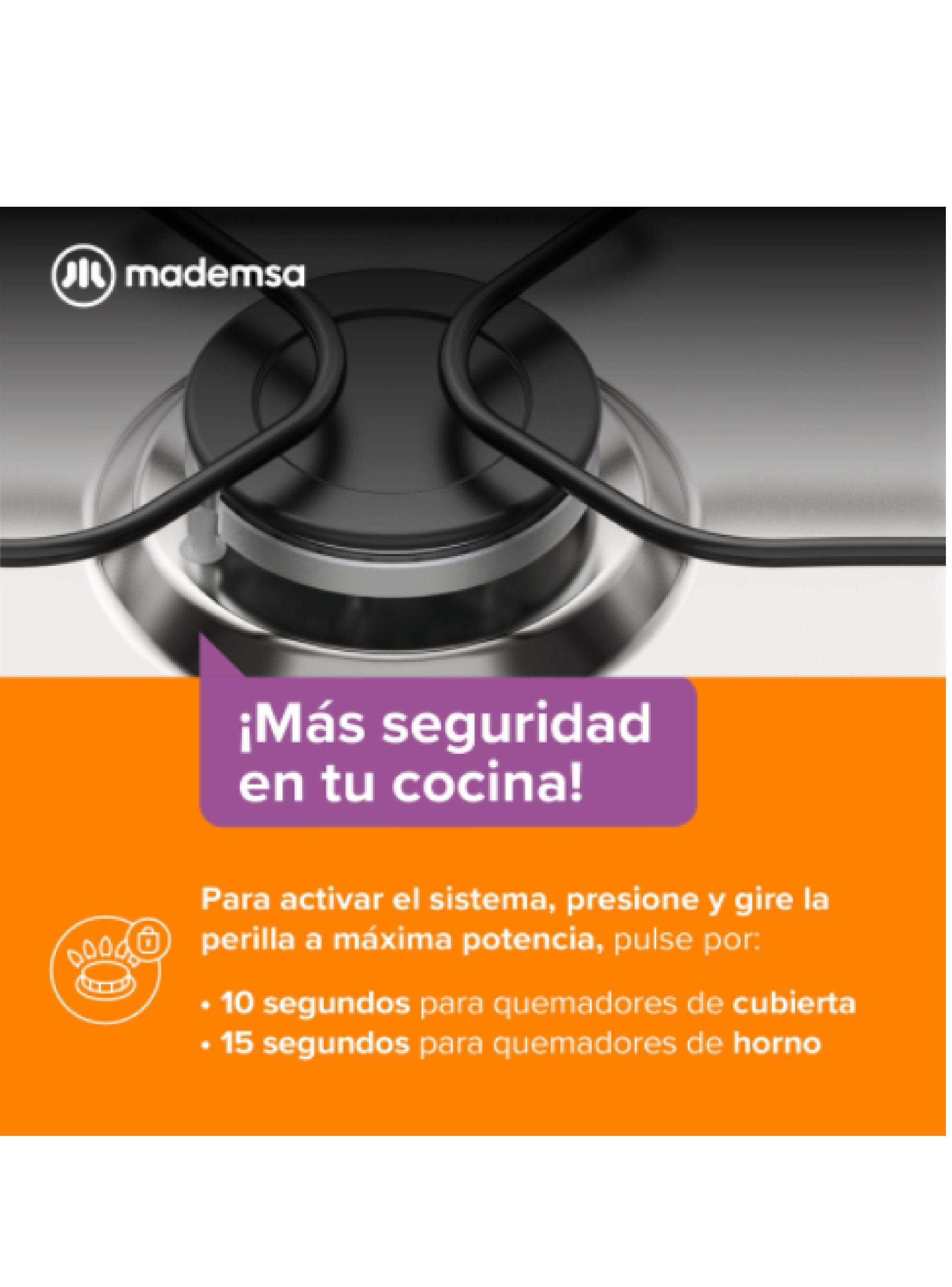 Cocina a Gas 4 Platos Mademsa LimpiaFácil FM4IP Negra-5