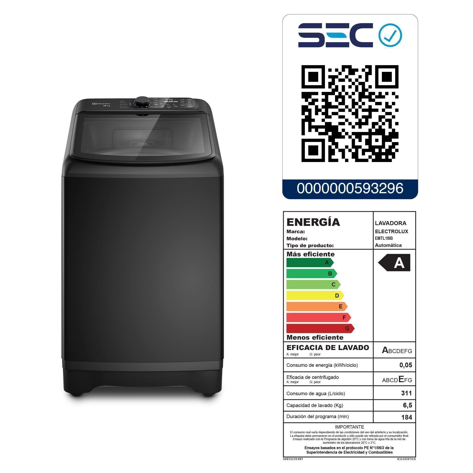 Lavadora Automática 18kg Carga Superior Inverter EMTL18IB Negra-7