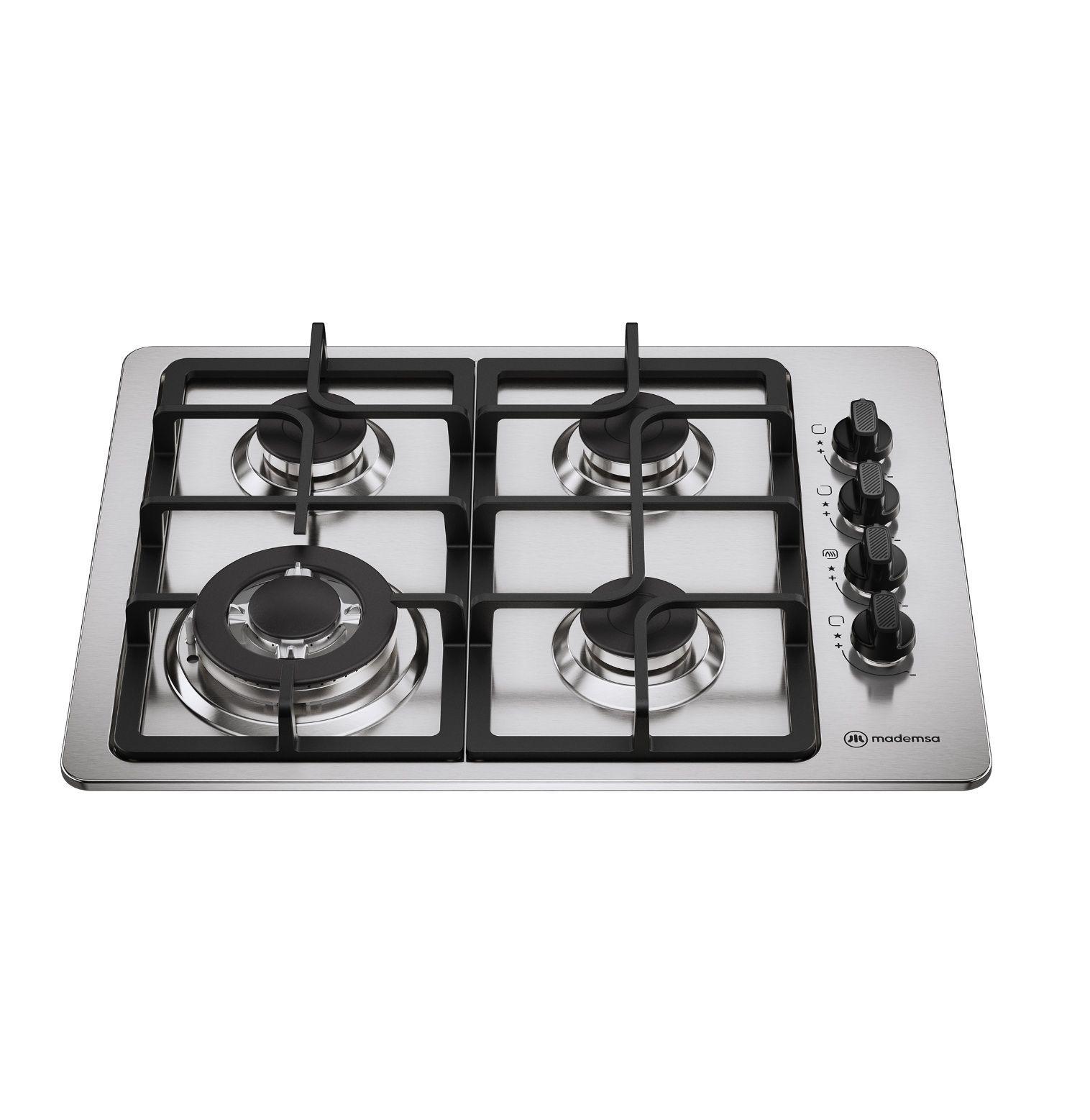 Encimera a Gas 4 Platos Triple Llama y Parrilla Hierro Fundido KM4TX-0